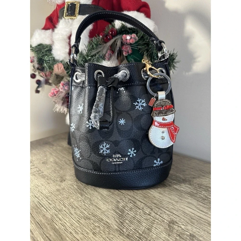 COACH Snowflake Small Bucket Bag ‎ Print Purse Charm Not Included